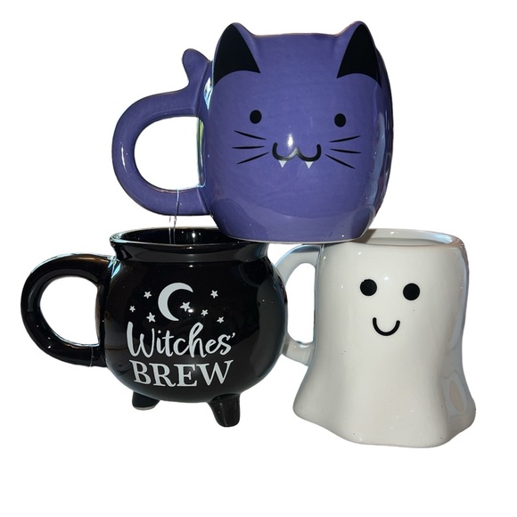 NWT Target Cat Ghost & Cauldron - Set of 3 Mugs Bullseye Playground Halloween - Picture 1 of 1
